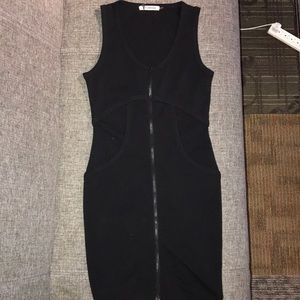 ALEXANDER WANG SMALL BLACK ZIP MIDI DRESS